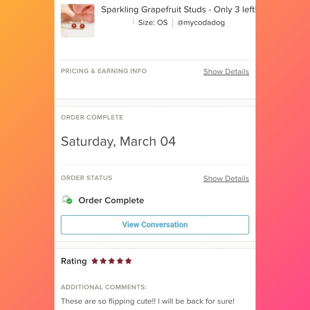 Sparkling Grapefruit Studs - Only 1 left! - Picture 10 of 10